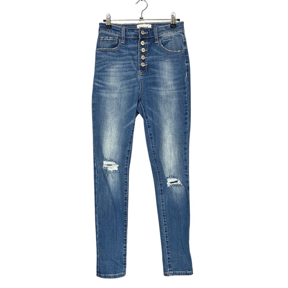 Tricot Button Fly Distressed Hi Waist Skinny Jeans Size 3